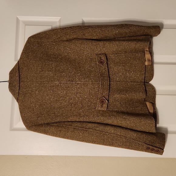 Talbots wool blazer, brown and ivory herringbone pattern. Size 4 - Picture 2 of 9
